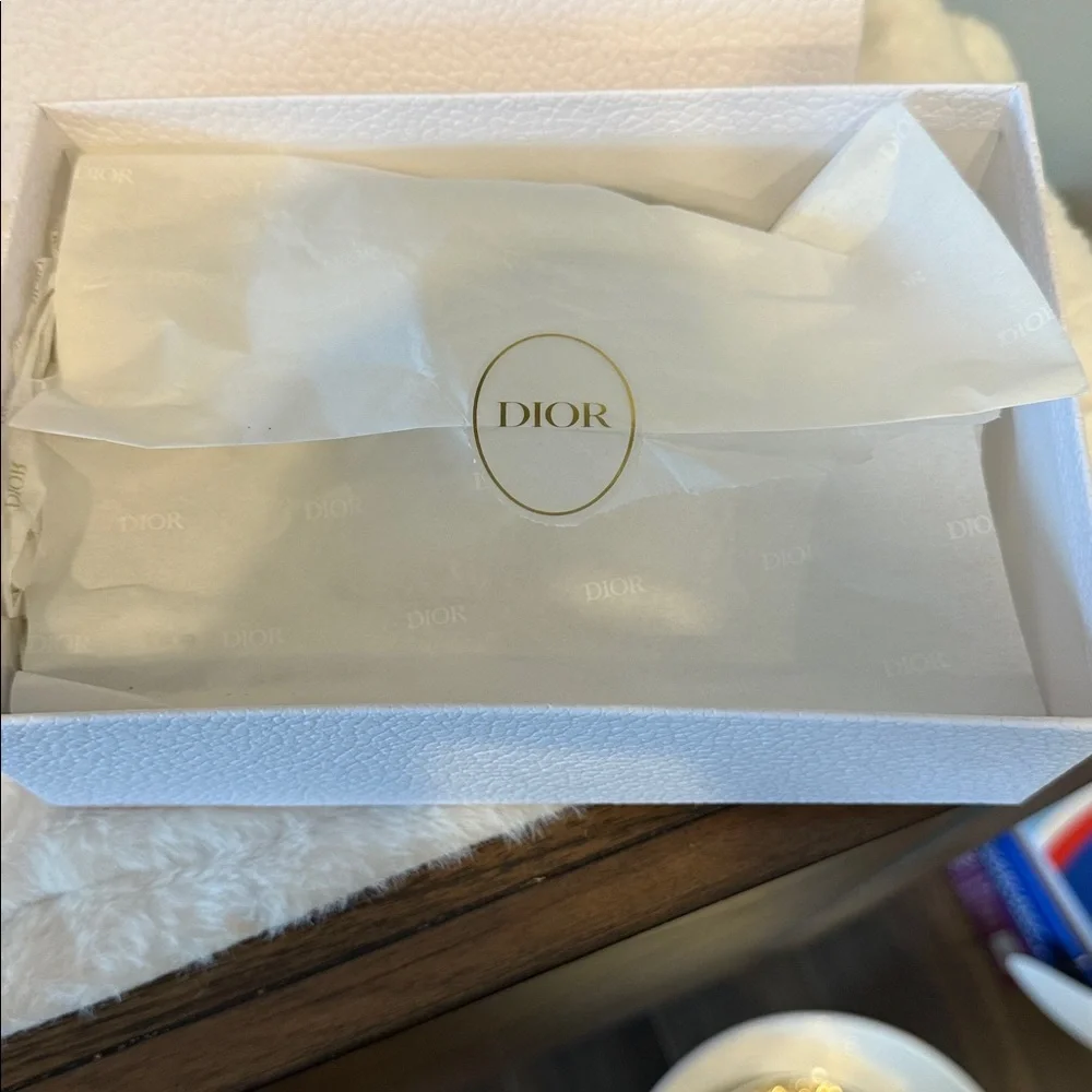 Dior Textured Empty White Box‎ with Gold Logo and Dior Ribbon 8.5 x 6 x 3